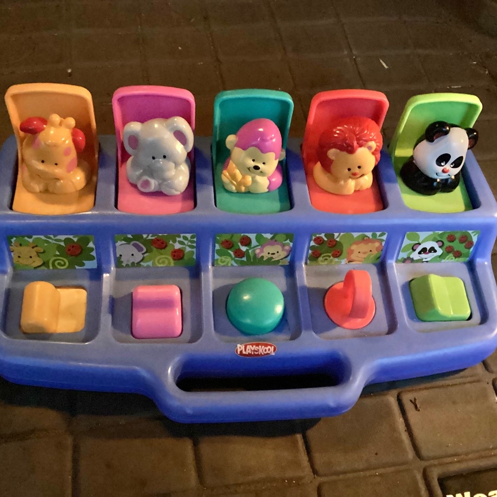 Vintage 1995 Playskool Busy Basics Poppin Pals Pop Up Jungle Animals RARE HTF